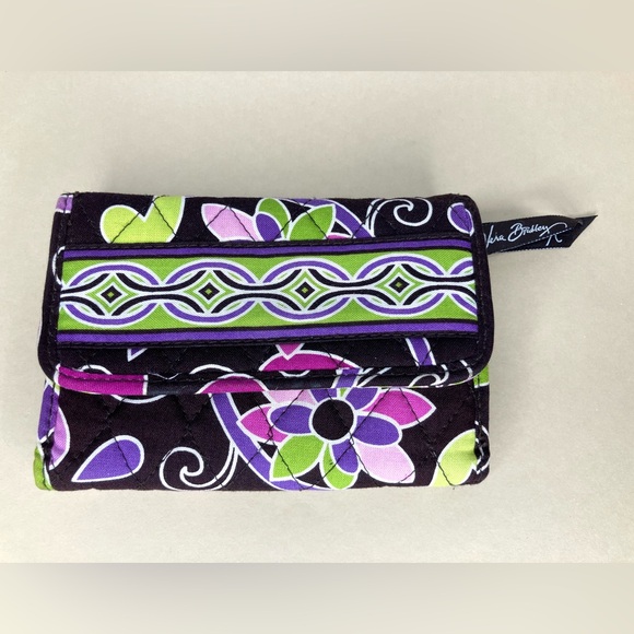 Vera Bradley Purple Punch Tri Fold Euro Wallet - Picture 1 of 6
